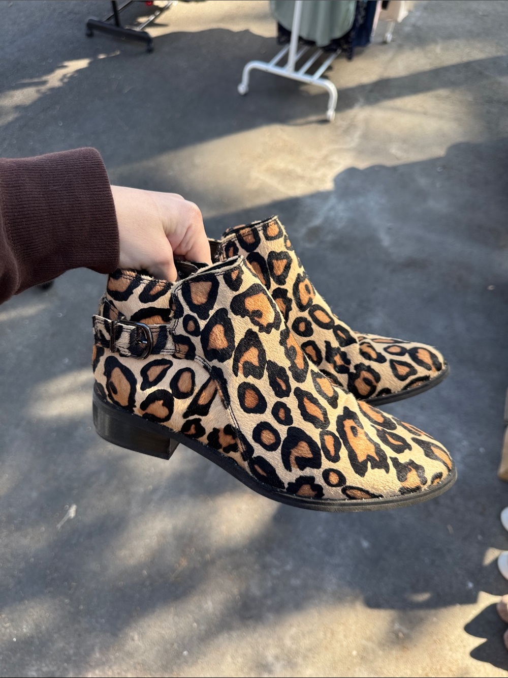 Blondo Leopard Print Ankle Booties in Tan and Black